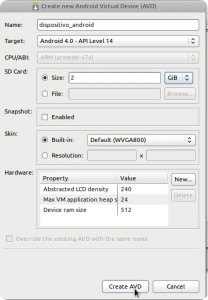 Android SDK Manager - crear AVD
